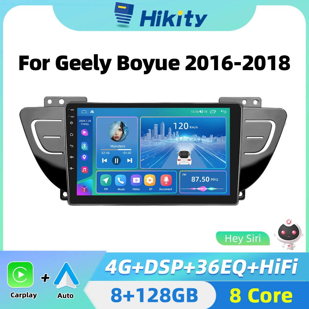 Hikity 2 Din Autoradio Android Per Geely Boyue 2016-2018 Carplay Auto Navigazione Android Gps Carplay Android Auto 2Din