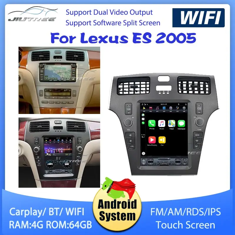 

10.4''For Lexus ES 2005 Android 9.0 Car Radio Auto Multimedia DVD Player Tesla Screen Built In Carplay