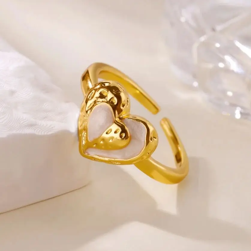 Irregular Heart Rings For Women Gold Stainless Steel