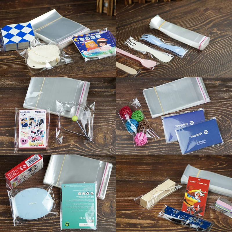 100Pcs 명확한 플라스틱 자체 접착 가방 자체 폐쇄 보석 액세서리 사탕 포장 Resealable 선물 쿠키 포장 가방