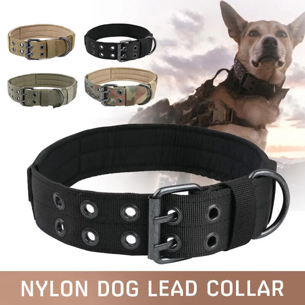 DurableAdjustableTacticalDogCollarLeashMilitaryHeavyDutyFor