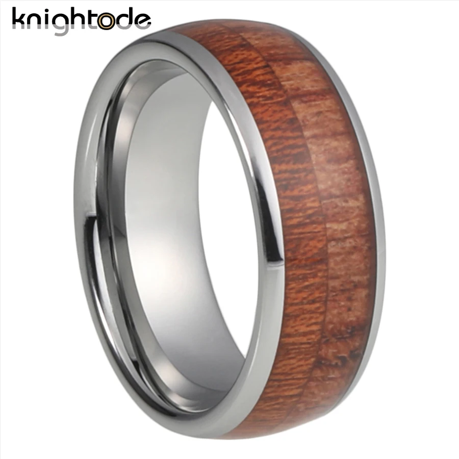 Tungsten Carbide Wedding Band Mixed Wood For Men Women Couples Engagement Ring Dome Polished Comfort Fit 3 Colors To Choose From 8mm tungsten carbide ring for men women engagement wedding band blue lapis koa wood inlay dropshipping dome comfort fit