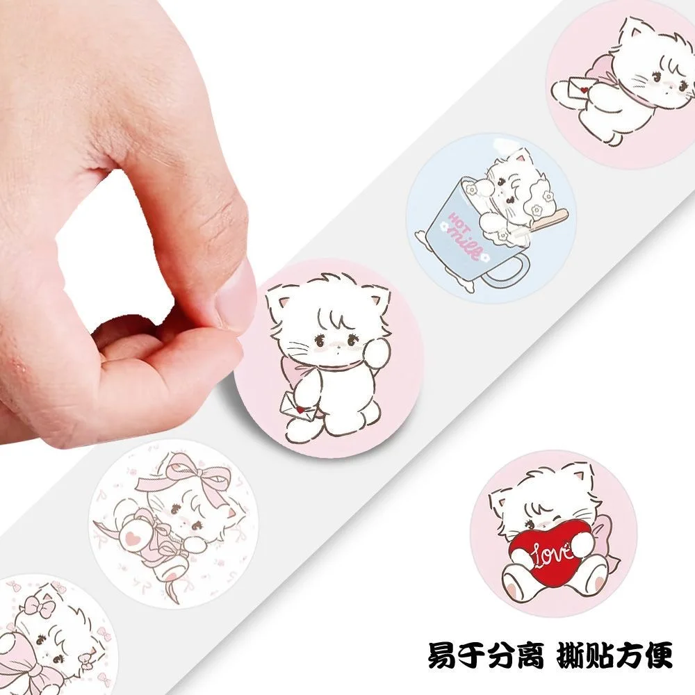 488 Pcs Cute Cartoon Cat Stickers Roll High Appearance Level Decals for Scrapbook Journal Envelope Sealing Reward Decor