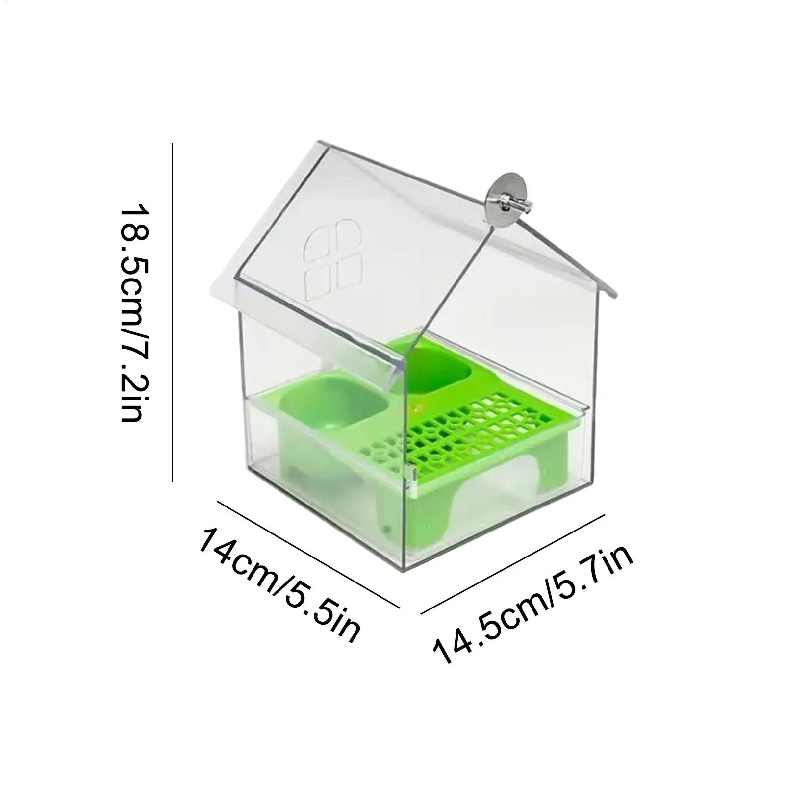 Bird House Feeder Parakeet Feeder Transparent Bath Tub Water Food Dish for Finch Hummingbird Patio Balcony Fence Garden Pet