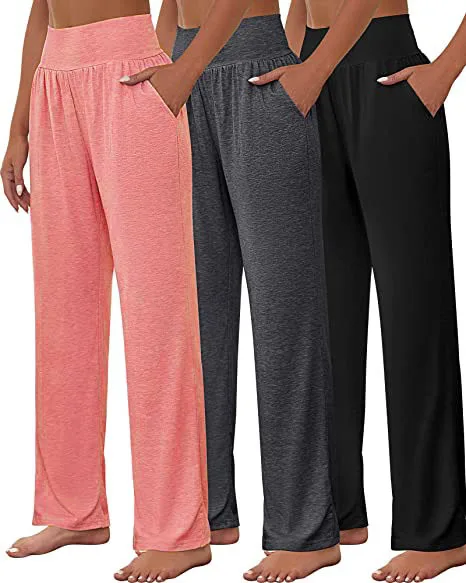 

Women's wide leg stretch pants 2023 Comfortable loose fitting sports pants High waisted casual exercise jogging pants