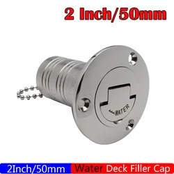 Stainless Steel 316 Deck Filler Cap - Mirror Polish Marine and RV Hardware for Gas, Diesel, Fuel, and Waste Water (2inch water)