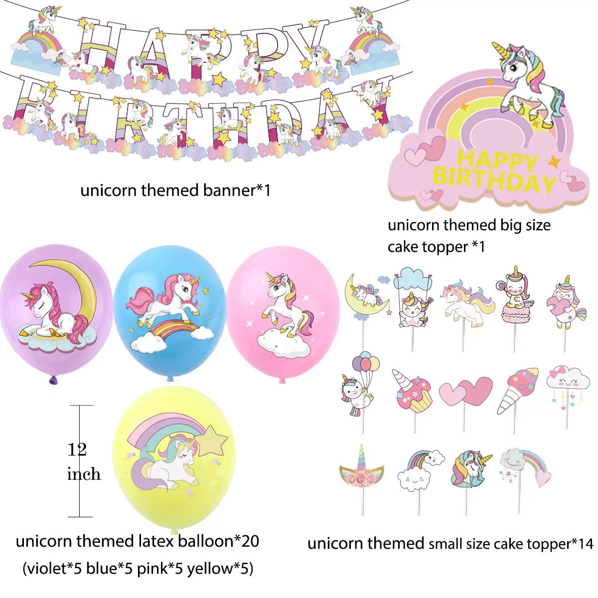 Décorations de Ballons de Fête d'Anniversaire de Licorne pour les Filles  8ème Partie, Grandes Fournitures de Fête de Ballons de Licorne (8) 