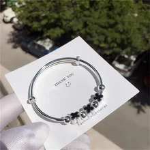 

Fashion S999 Sterling Silver Ladies Charm Cuff Bracelet Japan Korea Clover Adjustable Bracelet Jewelry Valentine's Day Gift