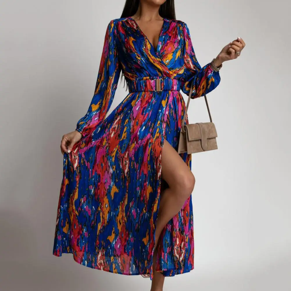 

Women Dress Comfy Maxi Dress Thin Versatile Fashion Colorful Tie-dye Print Holiday Dress
