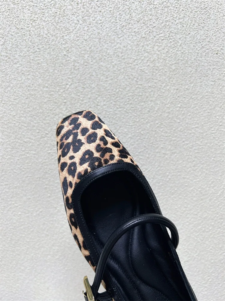 2024 Women's Flat Shoes Round Toe Leopard Print Casual Shoes Woman Breathable Slip-on Outdoor Soft Mary Jane Shoes 2024 New