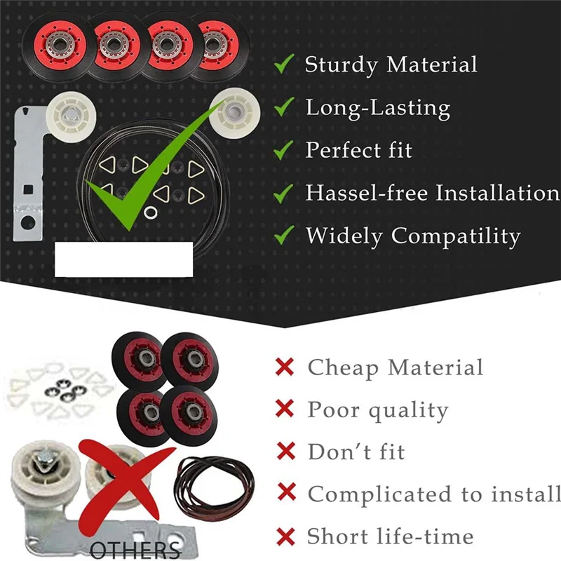 4392067 Dryer Repair Kit &W10837240 Dryer Idler,279640 Idler Pulley Compatible Whirlpool,Replaces 4392067VP 80047 587637