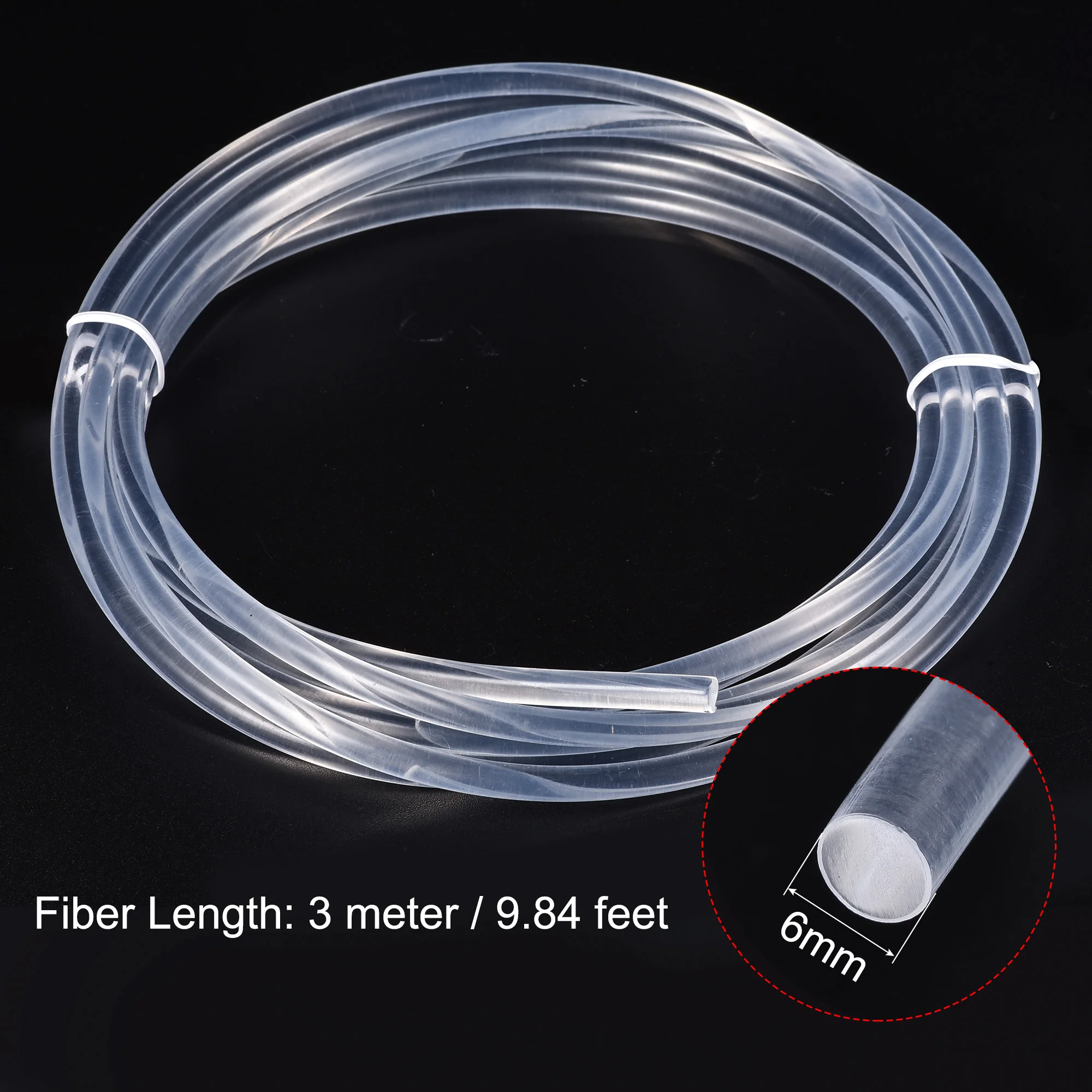 1.5/2/2.5/3/4/5/6mm x 3Meter PMMA Side Glow Fiber Optic Cable Side Glow LED Optic Fiber Cable for LED Light Guide in Home Hotel