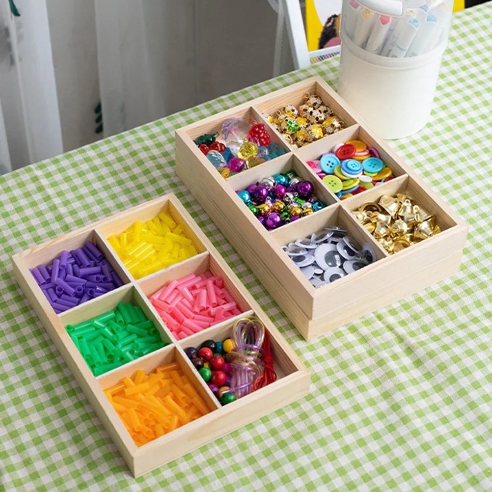Crayon Colored Holder 235X16X3CM Pine Wood Desk Accessories 6-compartment Storage Case 3