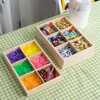 Crayon Colored Holder 235X16X3CM Pine Wood Desk Accessories 6-compartment Storage Case 3