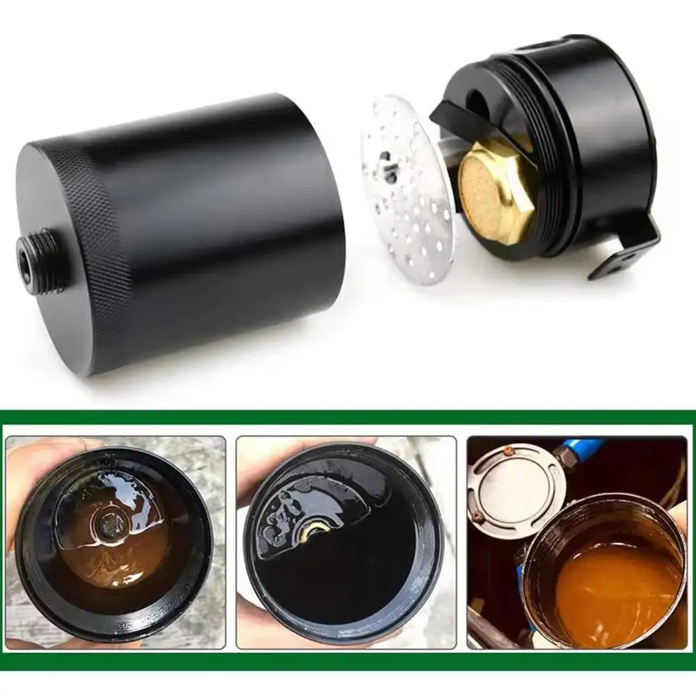 자동차 브리더 오일 캔 2포트 오일 캐치 캔 300ml 알루미늄 합금 배플드 리저버 액세서리 오일 캐치 배플드 브리더 리저버