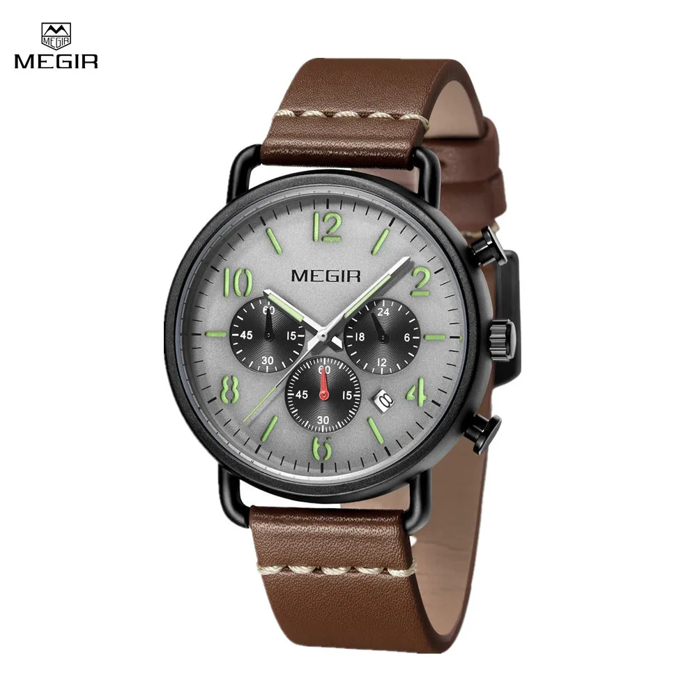 Herrenuhr, Luxus-Sport-Quarz-Armband, Stahlgeflecht, Business-Casual-Uhr mit Kalender, Lederband, Mann_voghion.com