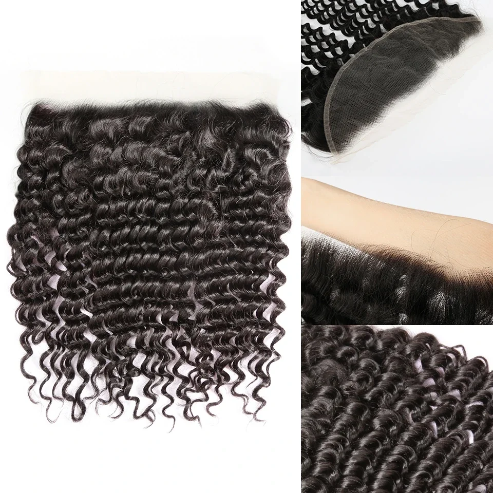 Curly Wave Lace Frontal Only 13x6 HD Lace 6x6 Closure Deep Wave 13x4 HD Transparent Frontal Human Hair Pre Plucked