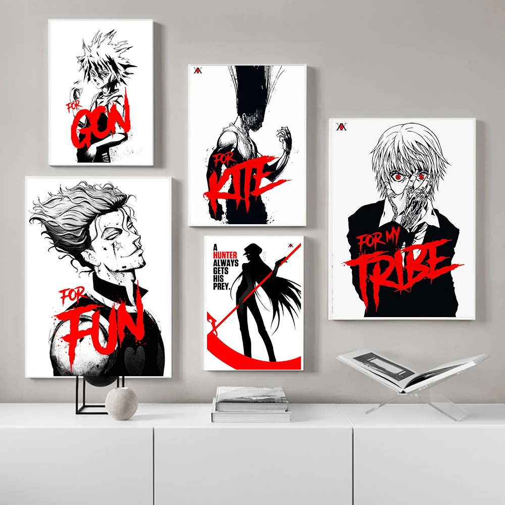 Аниме Hunter X постеры Killua Zoldyck Kurapika Gon Freecss Hisoka холст картина мультфильм настенное