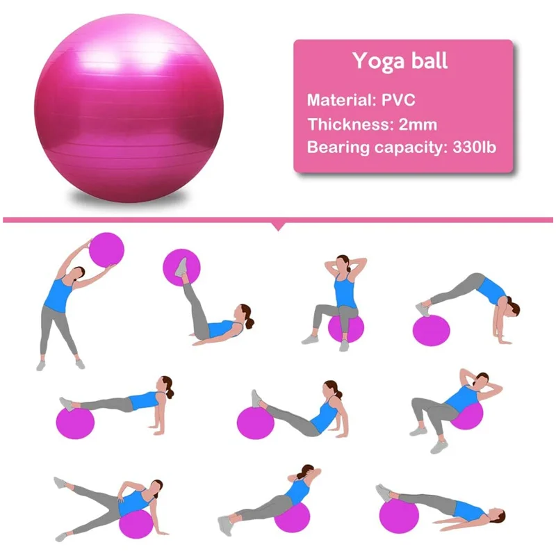 Palla Fitness 65 Cm Anti-Scoppio - Con Pompa, Antiscivolo, Per Pilates, Yoga E Gravidanza - Foto 9