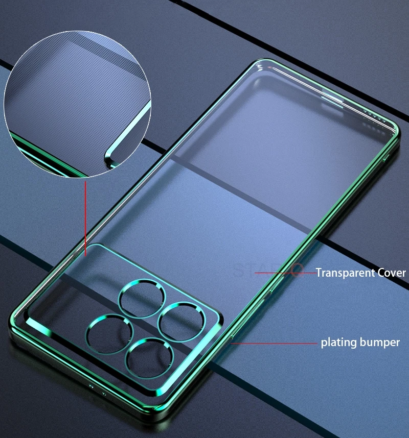 Luxury Plating Clear Silicone Transparent Bumper Back Cover
