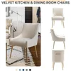 Dining Chairs,Modern Living Room Chairs, Velvet Upholstered Dining Room Chairs with Gold Legs,Tufted Accent Chair Set of 6 4