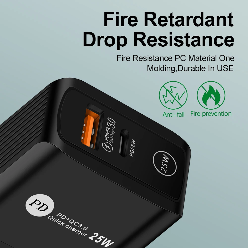 USB Type C Charger 25W PD Fast Charging Adapter for Samsung S23 Ultra Huawei iPhone Phone Charger Quick Charge 3.0 Plug