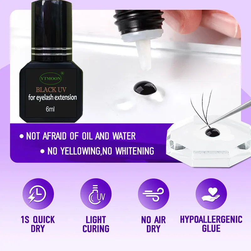 Black UV Eyelash Glue Gel 6ml Fake Lashes Eyelash Extension Adhesive Light Curing Quick Dry Long-Lasting Professional Supplies 3