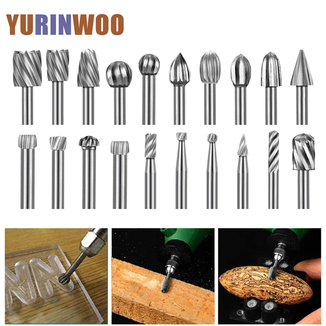 Carving Bits Wood Engraving Router Bit with 1/8(3mm) Shank, 20Pcs HSS  Different Burr Set to Meet Your Different Needs, Durable Rotary Tools