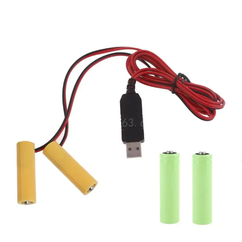 

2in1 USB Power Converter AA Eliminators Replace 2Pcs 1.5V AA LR6 Batteries for Remote Control LED Lights