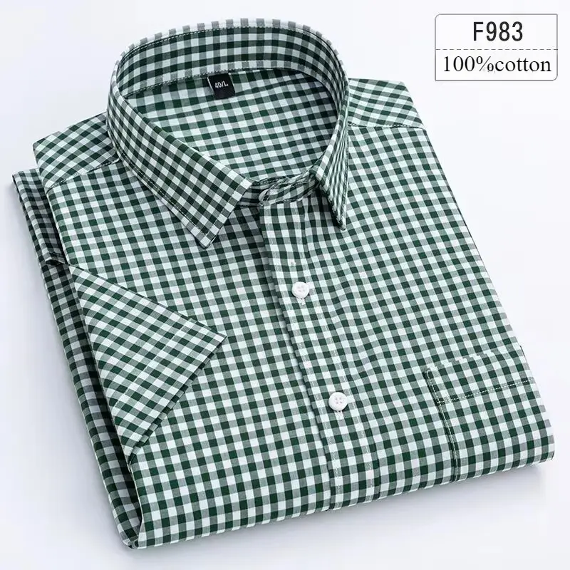 New in Shirt High Quality 100% Cotton Summer Short Sleeve Shirts for Men Slim Fit Casual Shirt Thin Plaid Tops Soft Office Cloth - Image 18