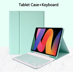 Versatile Keyboard Case with Detachable Bluetooth, Multi - Angle Stand, and Pen Holder for French (Light Green 3)