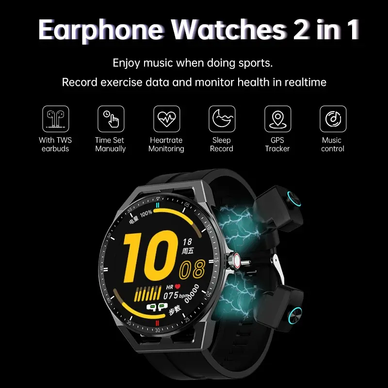Smart Watch T20 Bt Call Tws Earbud Two In One Hifi Stereo Wireless Headset Music Play Combo