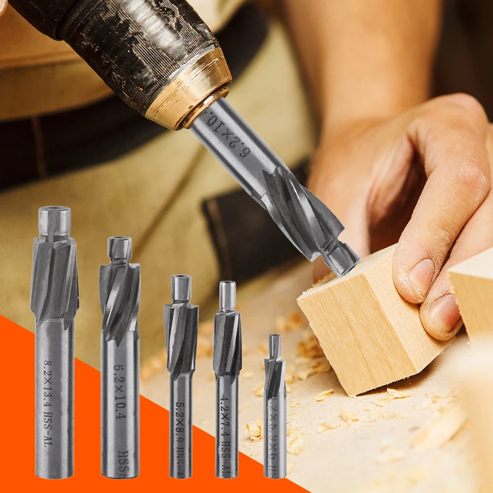 Milling Cutter HSS Counterbore End Mill M3M8 Pilot Slotting Tool
