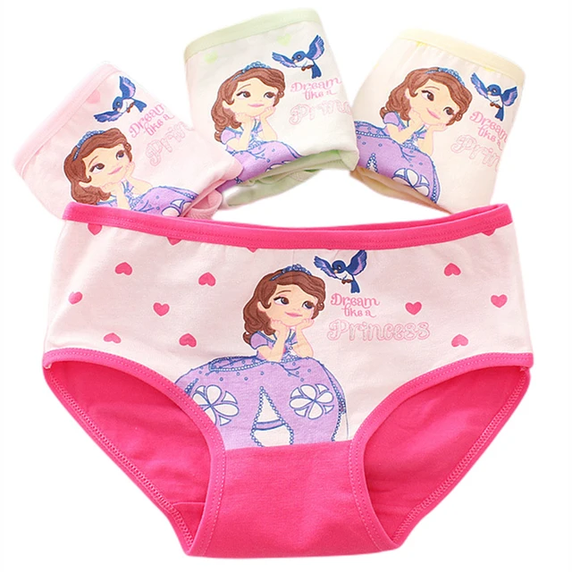 4pcs Girls Cotton Briefs Children Underwear Princess Girl Printing