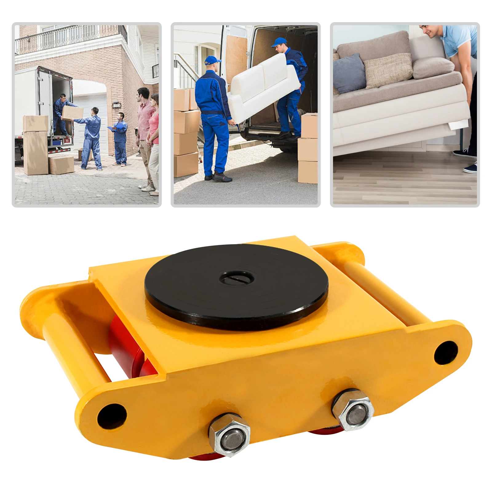 6T Heavy Duty Machinery Mover 360° Rotation Cap Cargo Trolley Machine Transport Roller Cart Industrial Dolly Skate Handling Tool