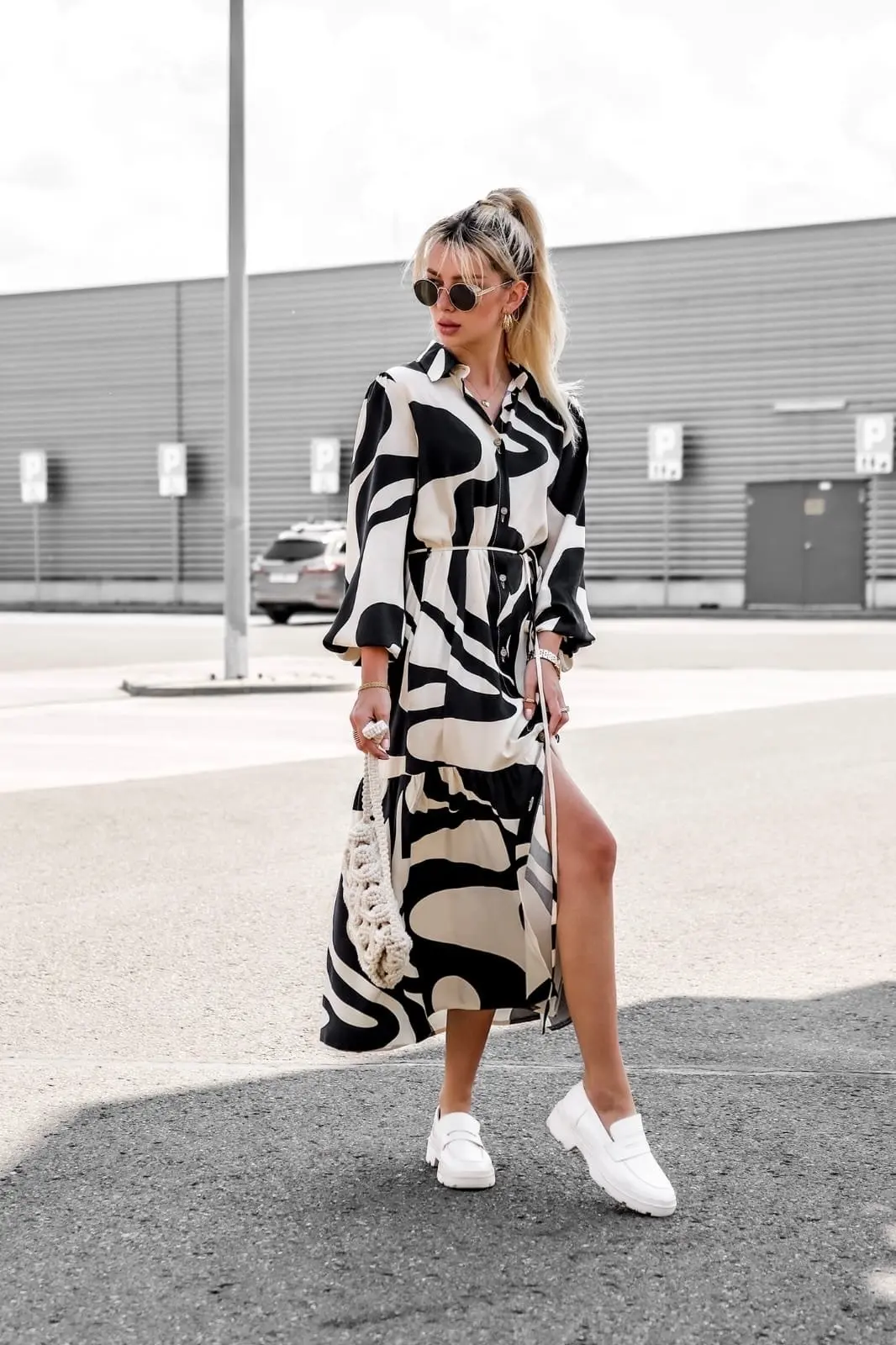 

New Vintage Print Maxi Dress For Women Casual Long Sleeved Lace up Loose Office Lady Shirts Dress Spring Autumn Party Vestido