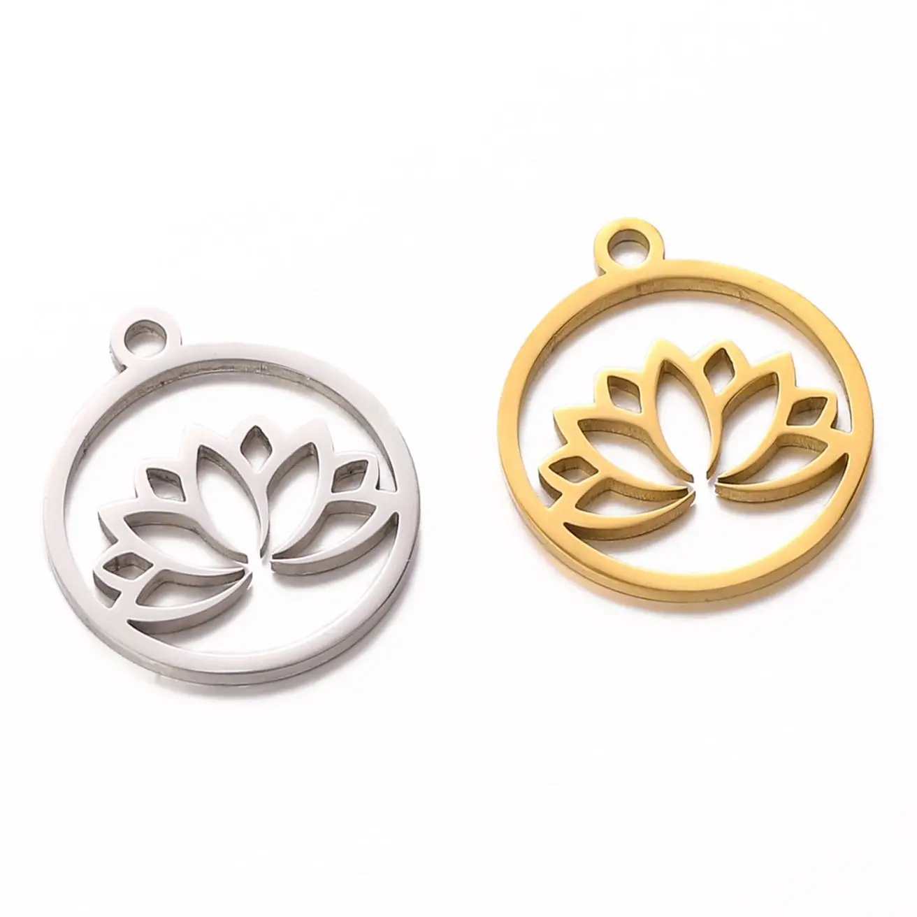5 stücke Edelstahl Spiegel poliert Lotus anti allergische Frauen Schmuck Charme Anhänger DIY Halskette Ohrring Armband Zubehör