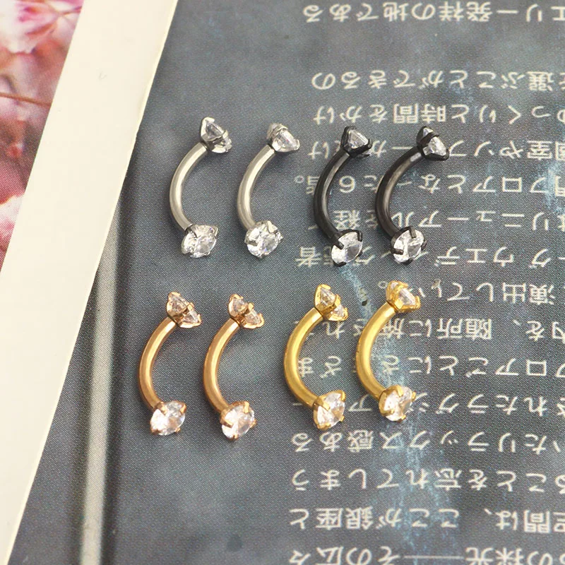wholesales stainless steel eyebrow ring banana daith eyebrow jewelry 16g cartilage earrings helix barbell conch piercing