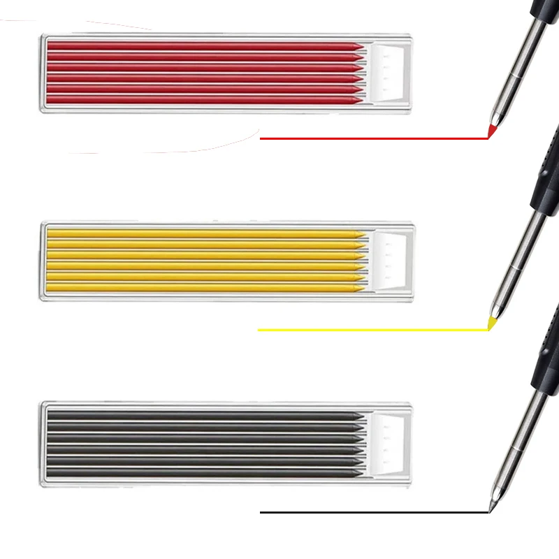 5 Colors 2.8mm Solid Woodworking Mechanical Pencil with Pen Cover 2B Black Yellow Red Lead Long Headed Carpenter Marking Pencil 2