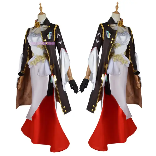 Honkai Star Rail Cosplay Costume Game Honkai Himeko Cosplay Costume Sexy Evening Dress For Woman Red Buckle Cospaly Wig - Image 5