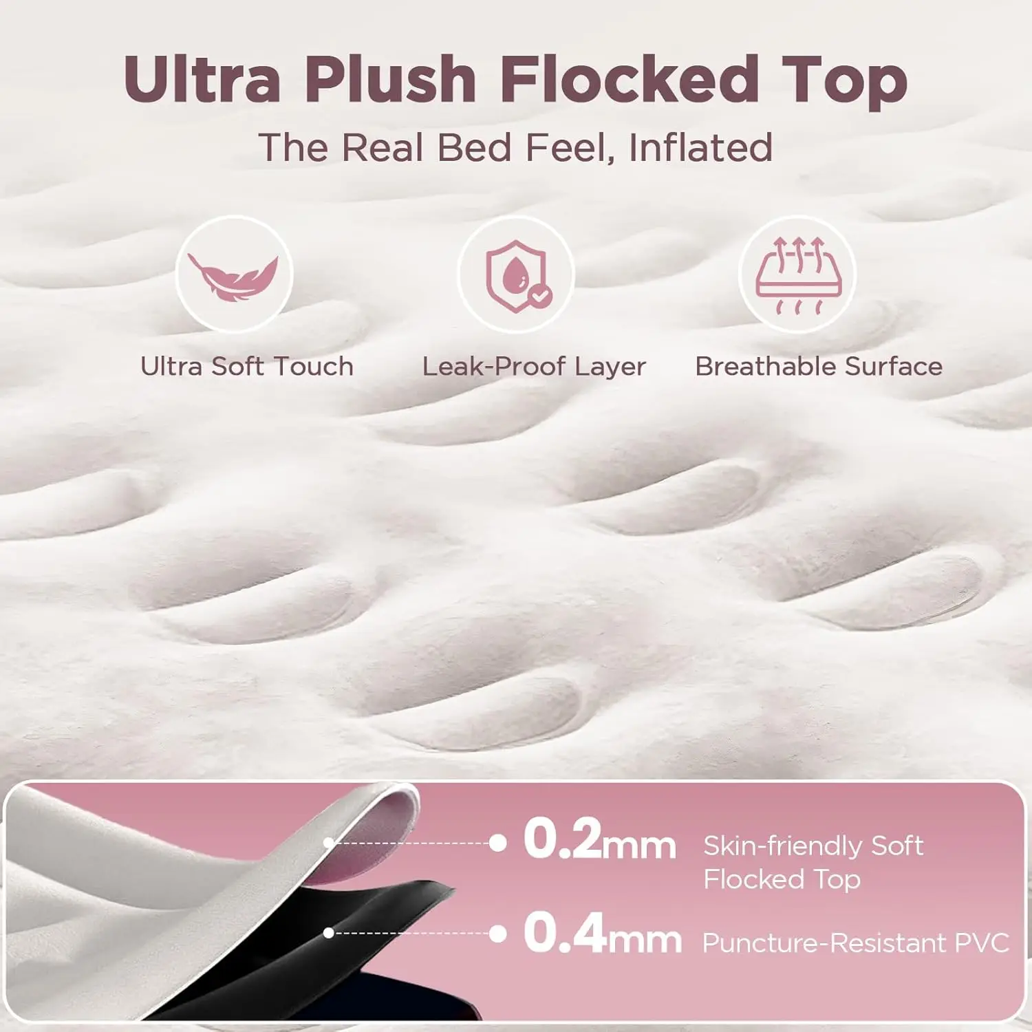 Twin XL Air Mattress with Built-in Pump, 18" Height, 80" Length, Leak-Proof, Supports 500 lbs for Home and Camping