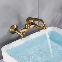 Black Long Spout Bathtub Faucet Bathroom Kitchen Faucet Mixer in the Bathroom Wall Faucet Dual Handle Washbasin Taps Tapware 2