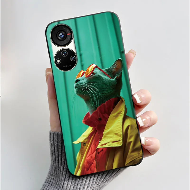Cute Cartoon Soft Silicone Protective Phone Case - Black