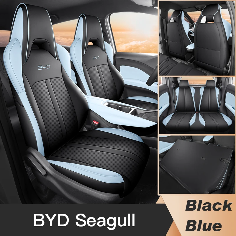 thumbnail image 1 of Funda de asiento de coche Motoptes de cuero personalizada específica para BYD Seagull rosa con cobertura total, juego completo delantero y trasero, 1 of 5