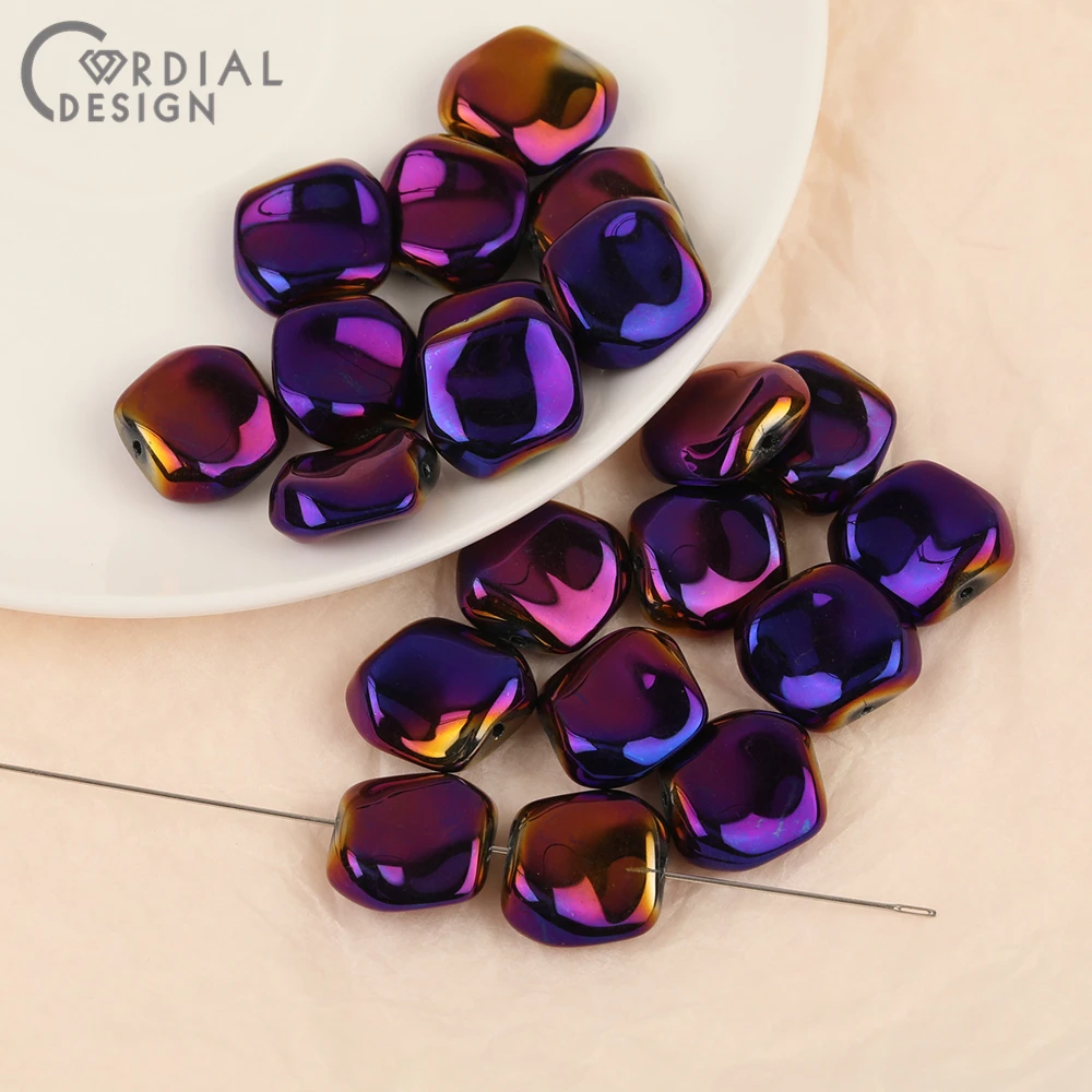 Cordial Design 17*18MM 100pcs Hand Made/DIY Glass Bead/Aurora Effect/Irregular Shape/Jewelry Findings & Components/Beads Making - cordial