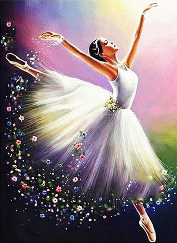 YSCOLOR Diamond Painting 5D Kit - Ballerina 30x40cm, Tela Adesiva Con Diamanti Rotondi, Fai Da Te, Regalo Home Decor