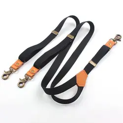 Elastic Solid Color Adjustable Men's Suspenders with Triple Hook Clips (Black--)