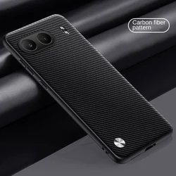 Premium Soft Vegan Leather Grain Protective Back Cover for OnePlus Nord 4 (Carbon fiber black)