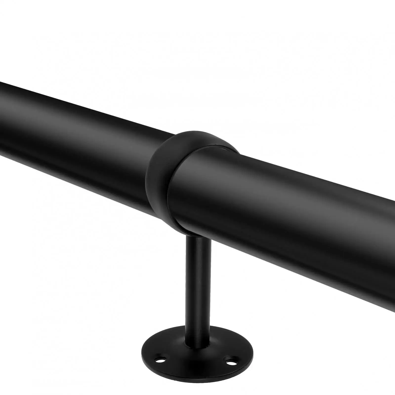 4pcs Heavy Duty Black Aluminum Alloy Single Hole Curtain Rod Bracket for Bedroom Living Room with Adjustable Screws