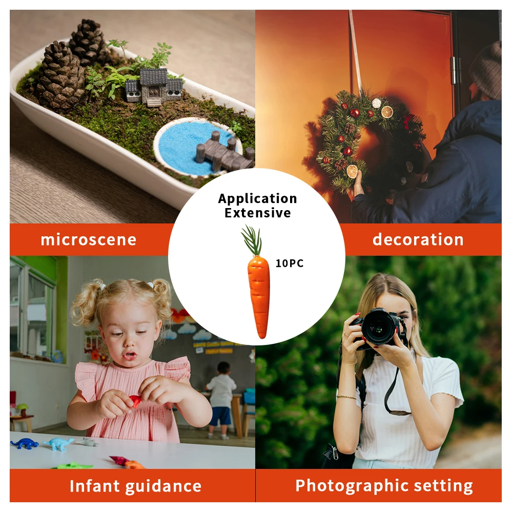 Vegetable Ornaments 10pcs Mini Artificial Simulation Carrot Shop Home Decoration